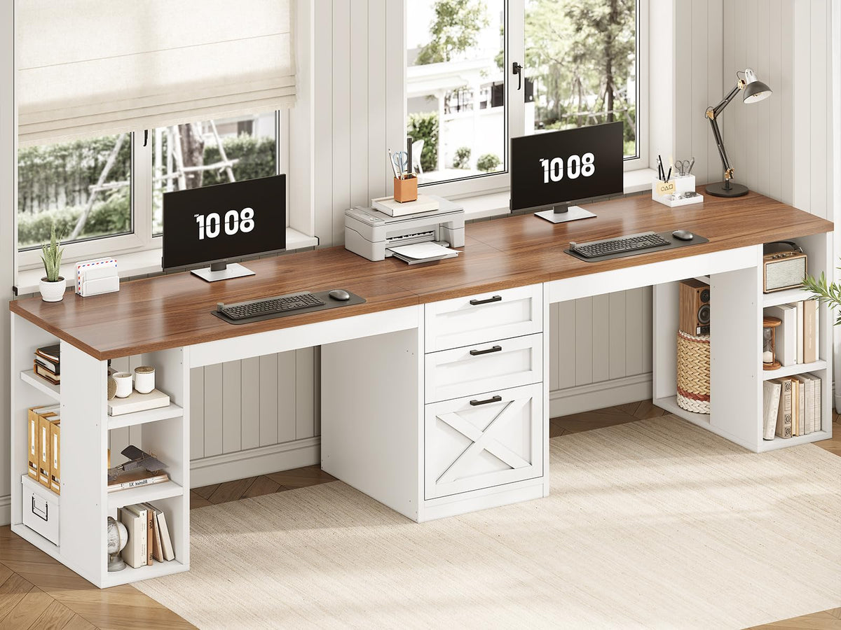 96.5" 2 Person Computer Desk with Storage Drawers B58861