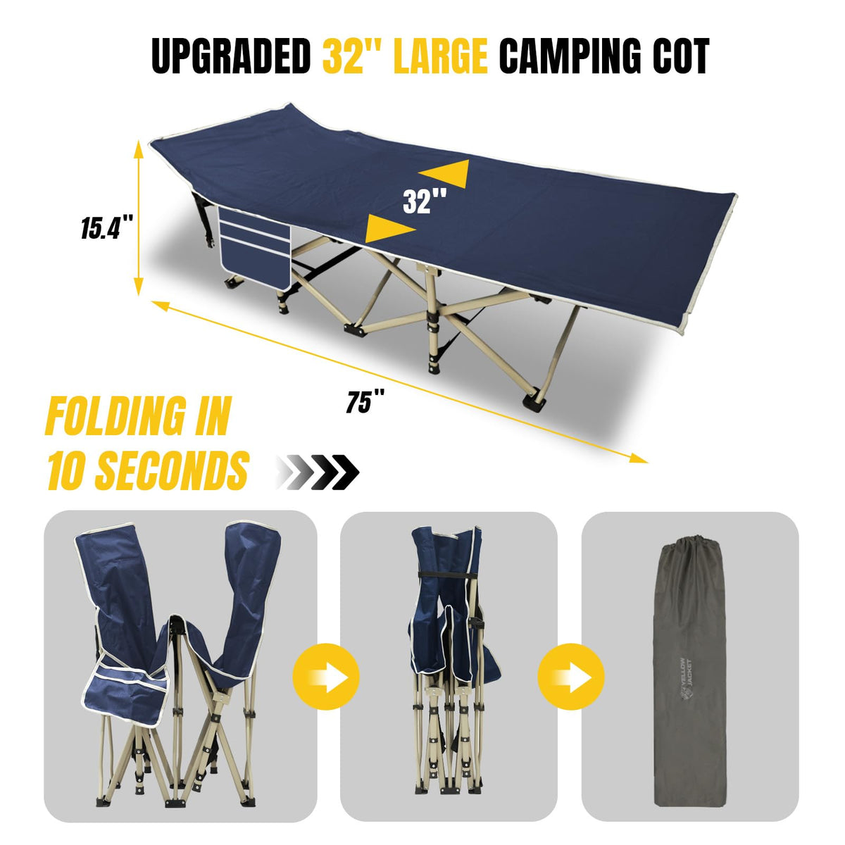 Folding Camping Cot with Mattress and Carry Bag A448