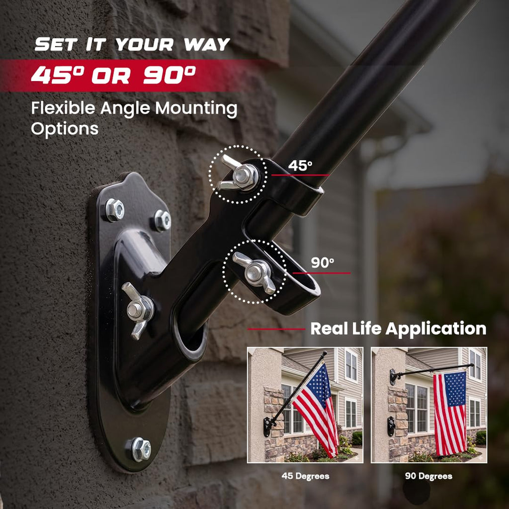 5FT Black Heavy Duty Flag Pole Kit with Bracket Z533382