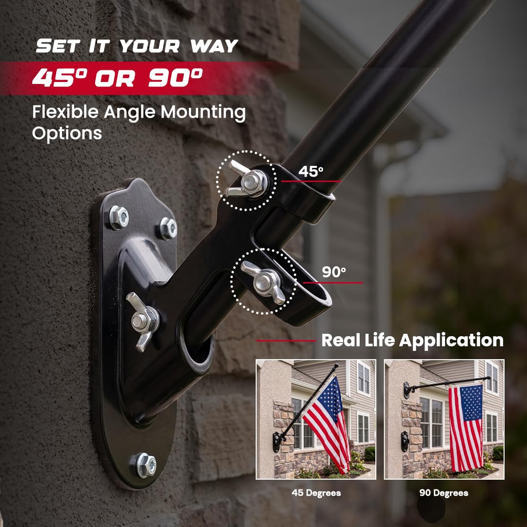 5FT Black Heavy Duty Flag Pole Kit with Bracket Z533382