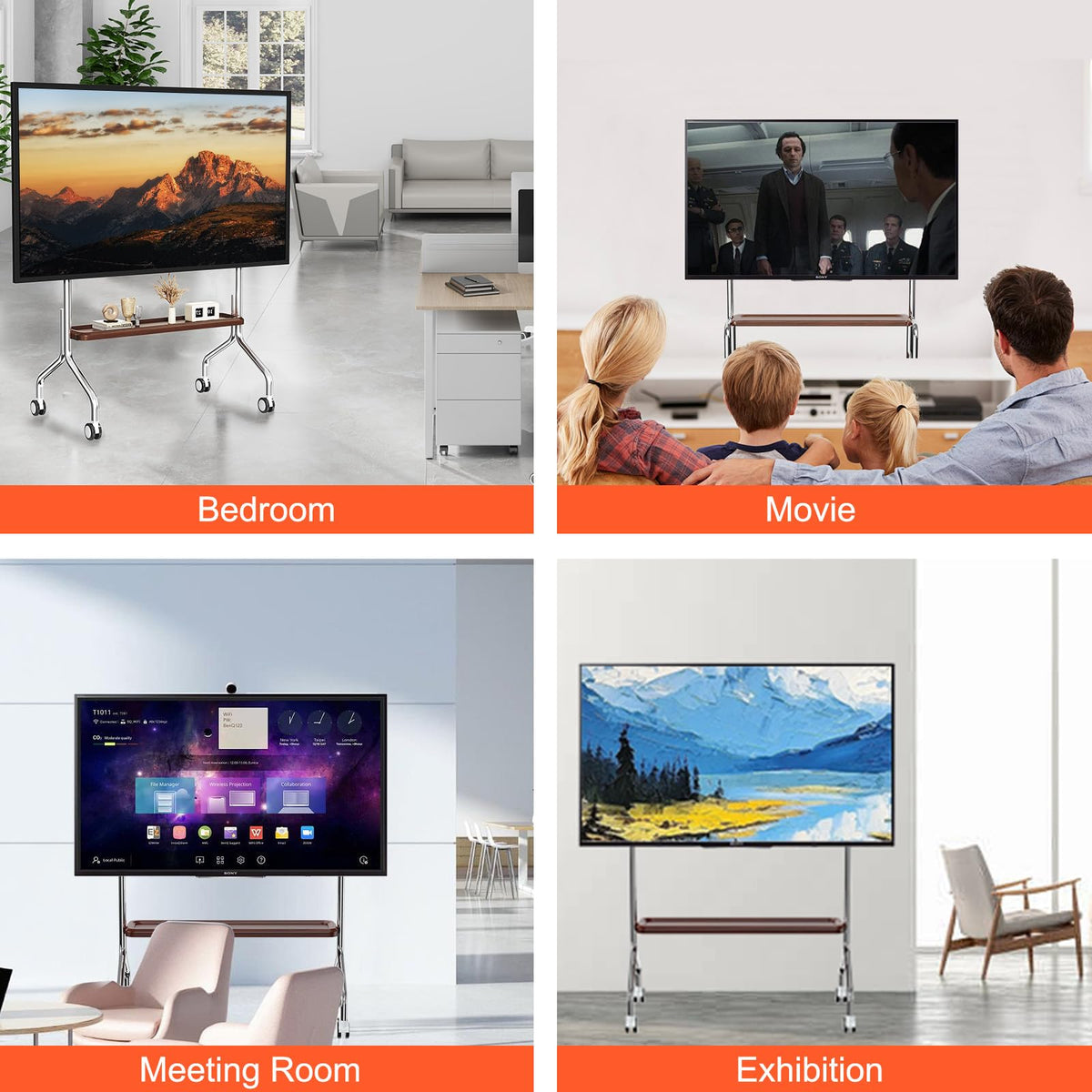 Rolling TV Stand for 32-75" TVs with Shelf L97778