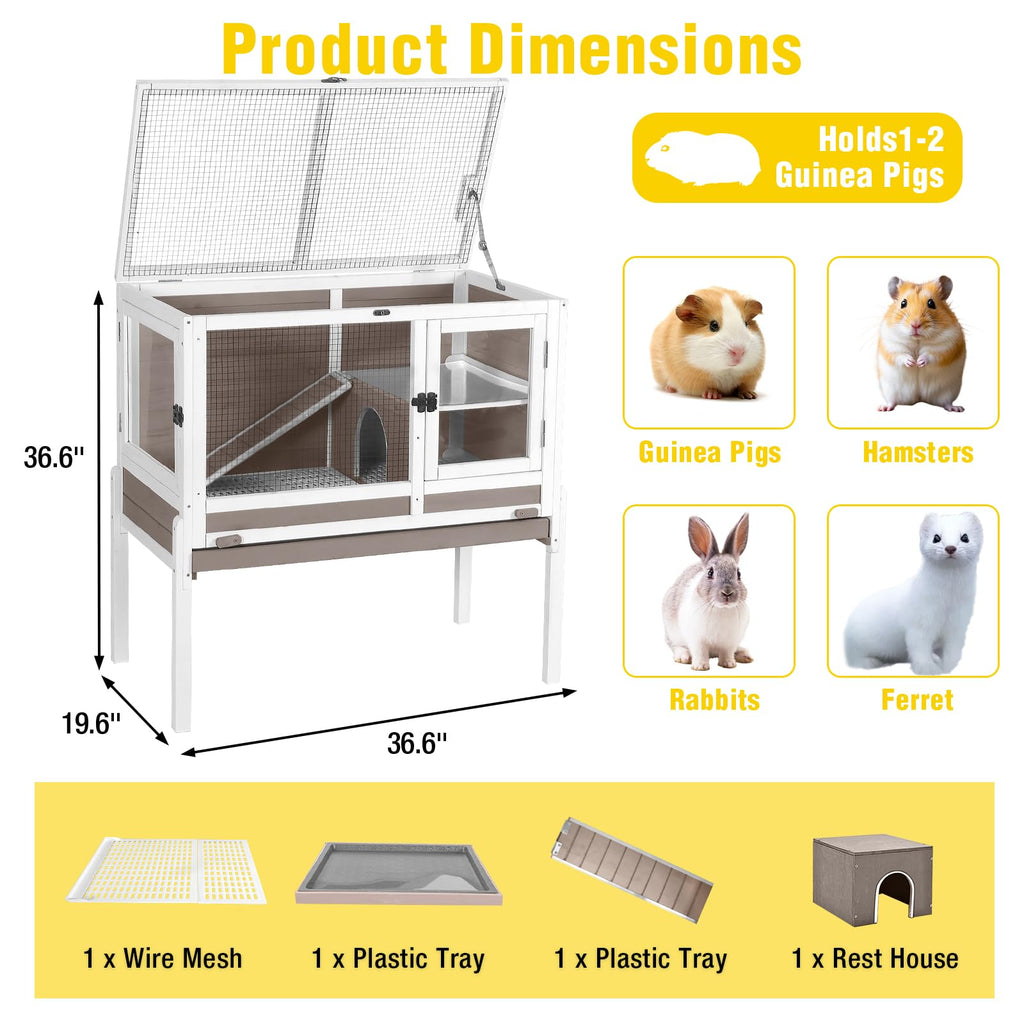 2-Story Indoor Rabbit Hutch Guinea Pig Cage with Stand T779