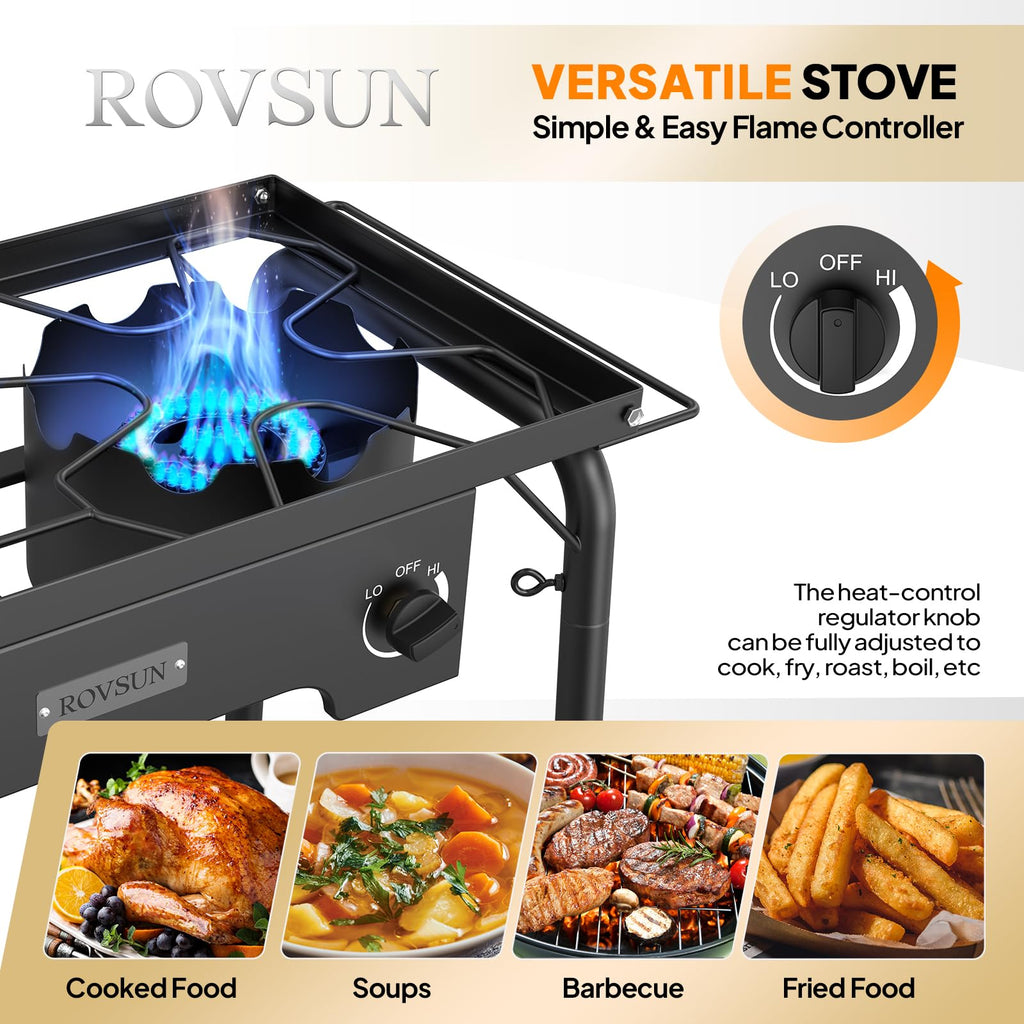 2 Burner Portable Propane Gas Stove with Side Shelves U604