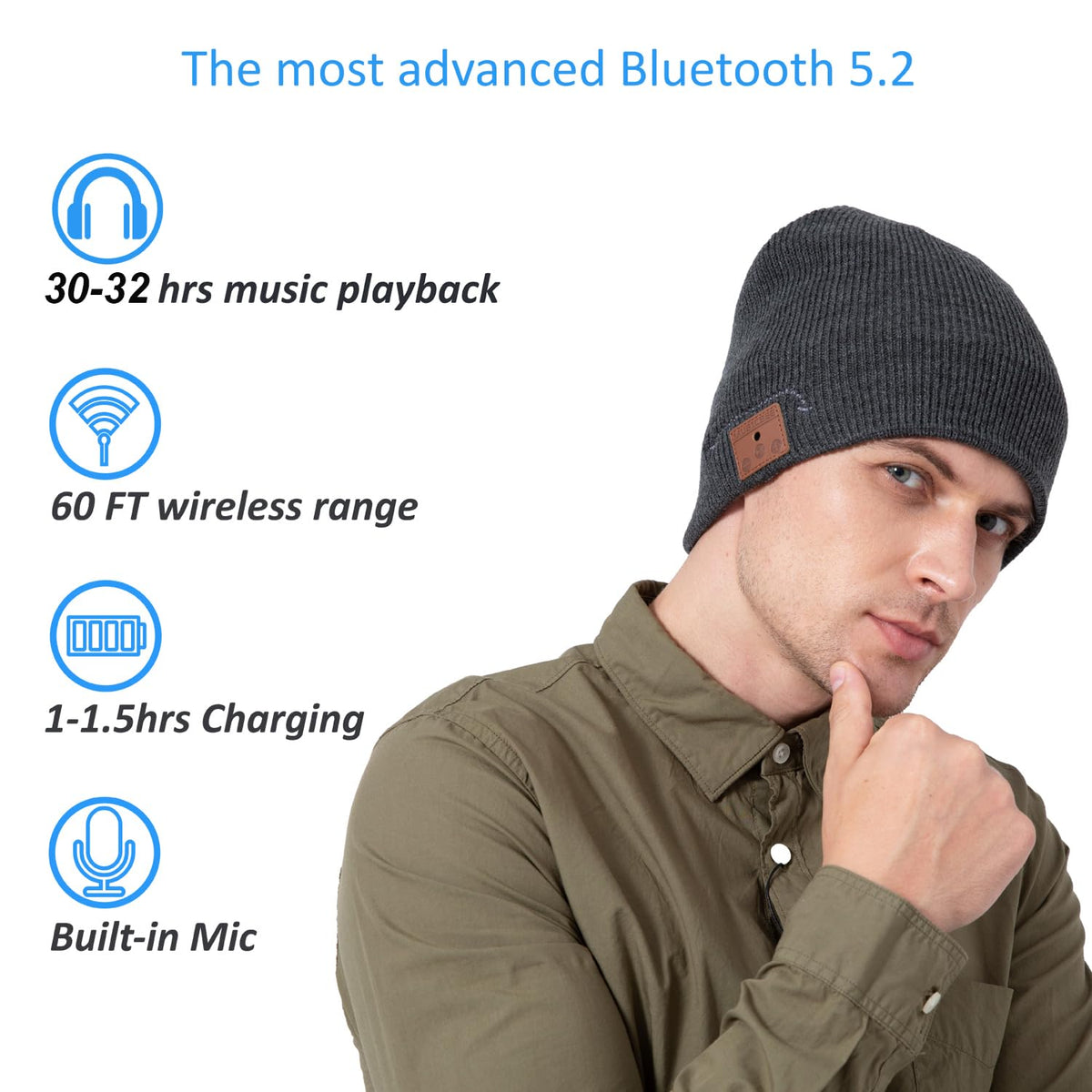 Bluetooth Knit Winter Cap with Microphone Y1550