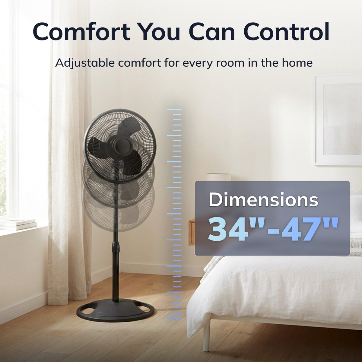 16" Oscillating Pedestal Fan with Adjustable Height and Tilt-Back Head, Black S199790