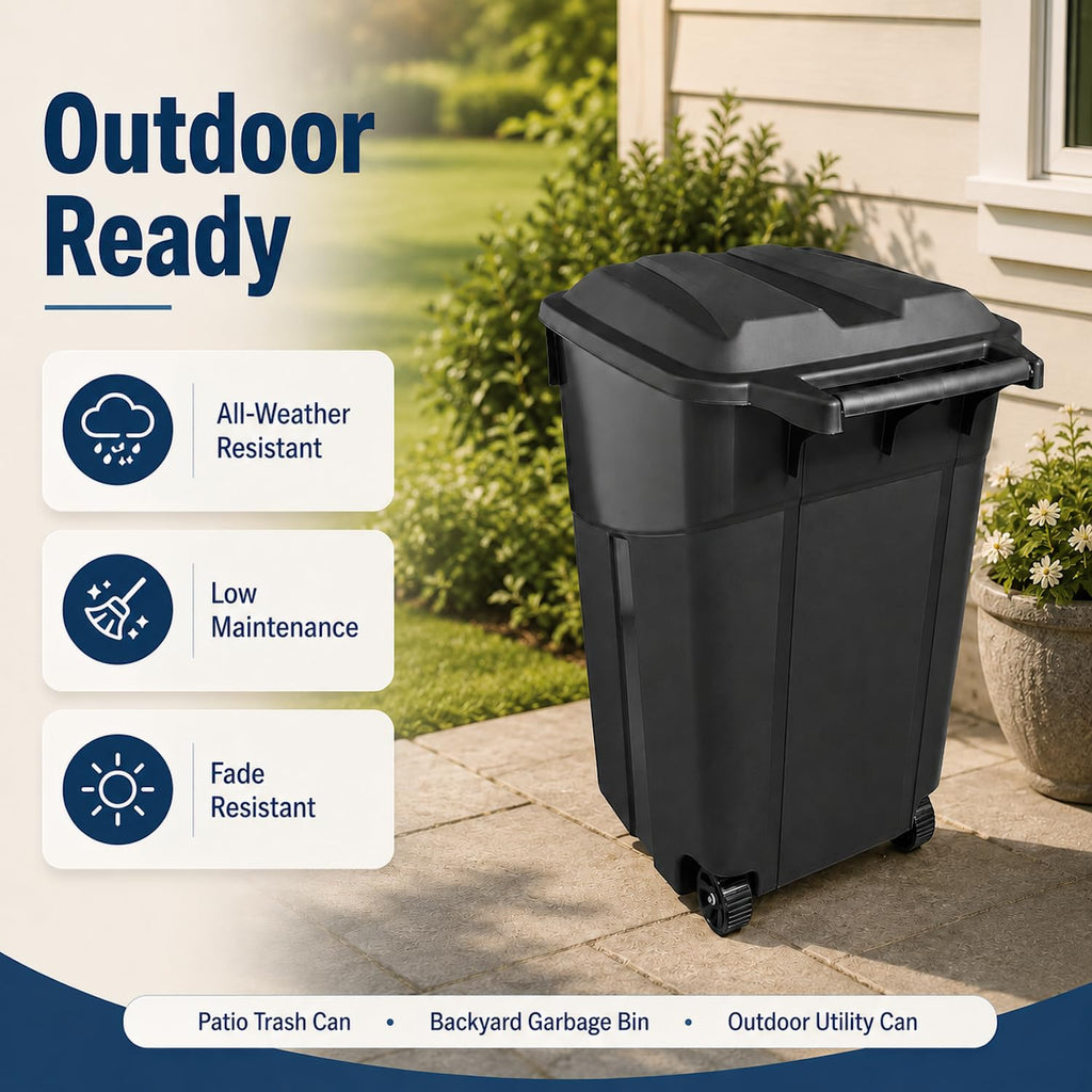 45 Gallon Wheeled Outdoor Trash Can with Lid O671545