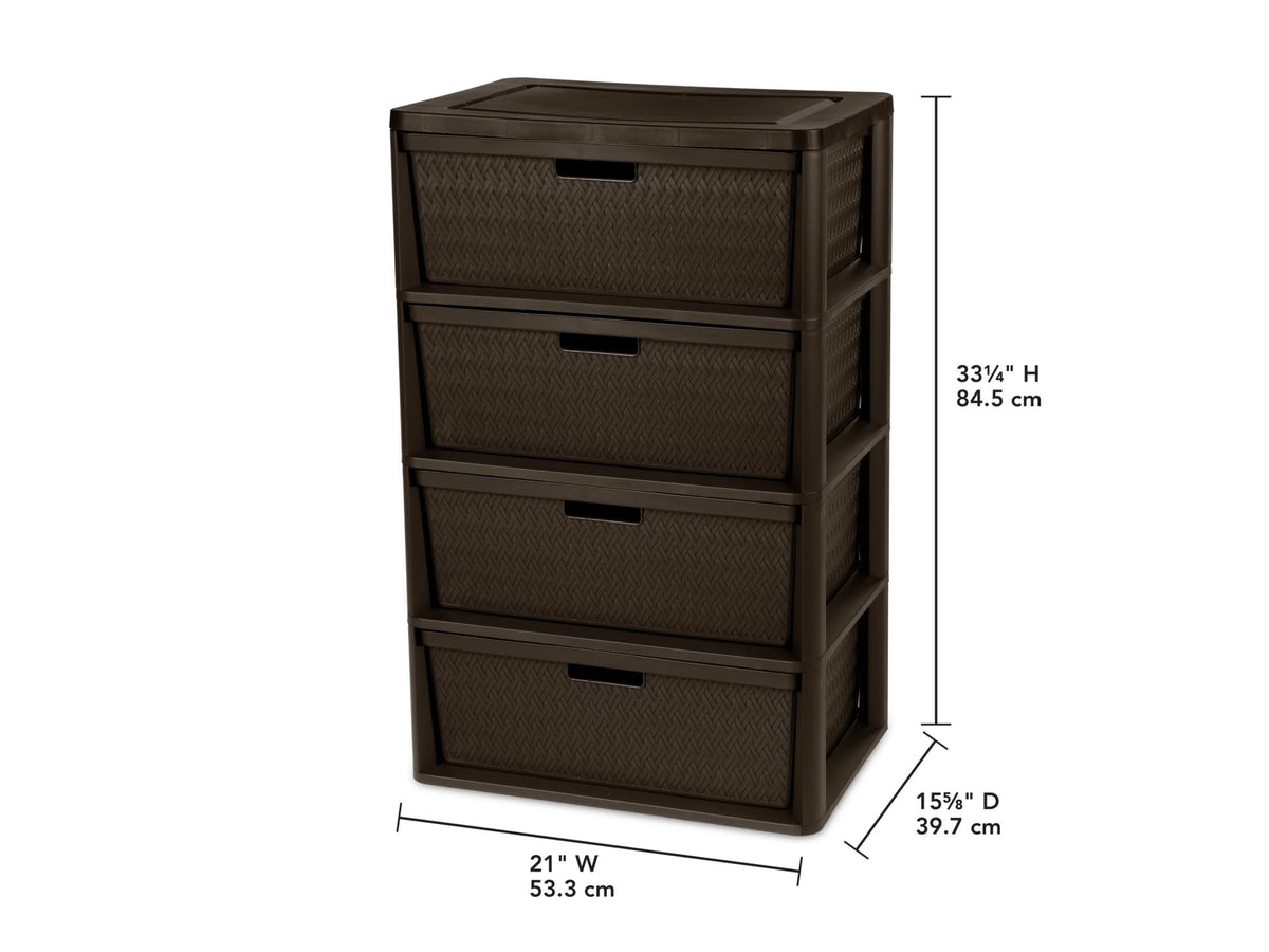 Brown 4 Drawer Plastic Storage Dresser S25214