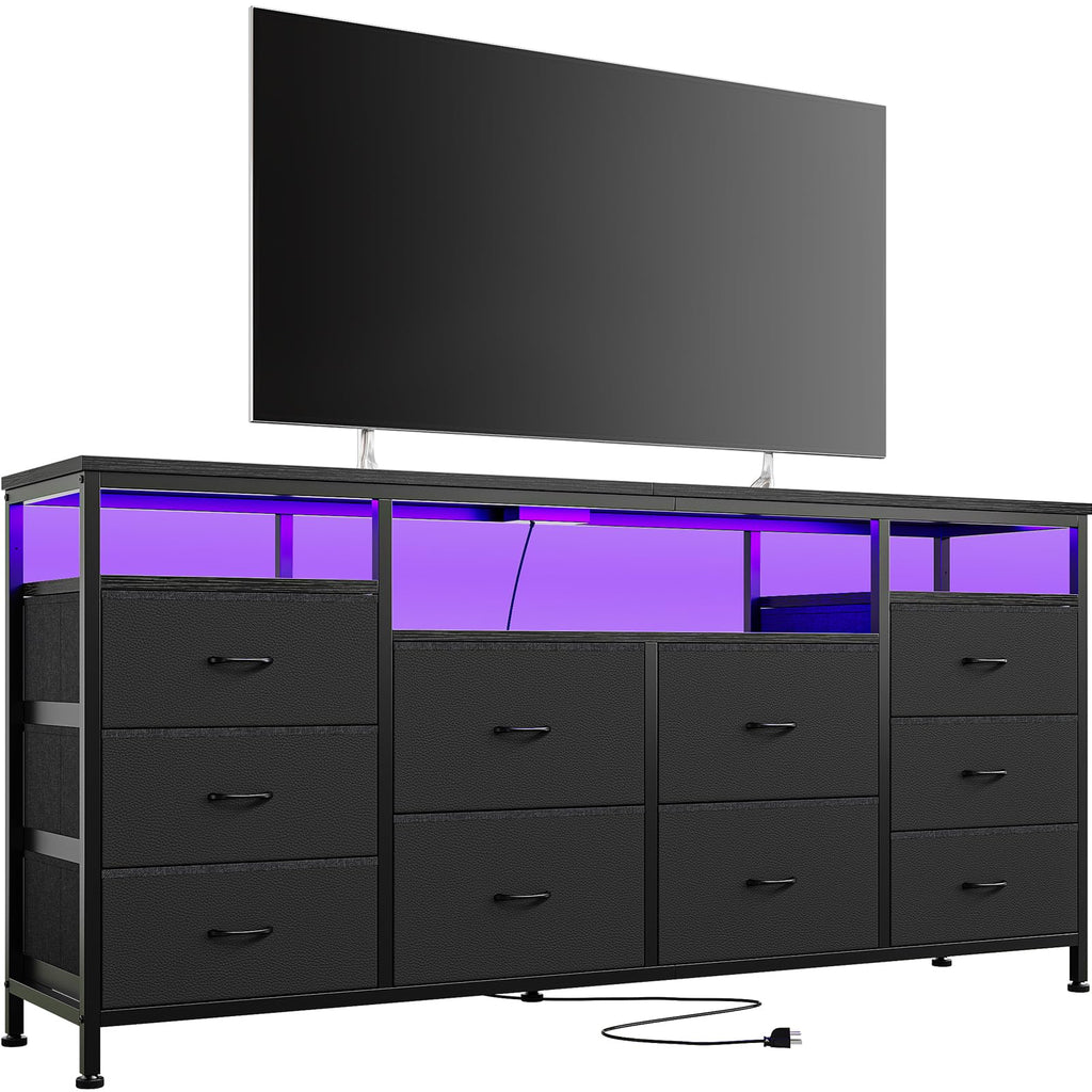 Black 10 Drawer Dresser TV Stand O27415