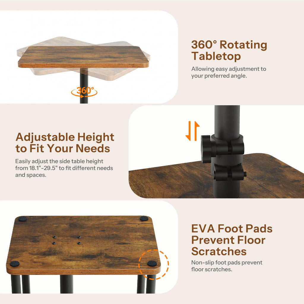 360° Rotating Height Adjustable End Table J840730