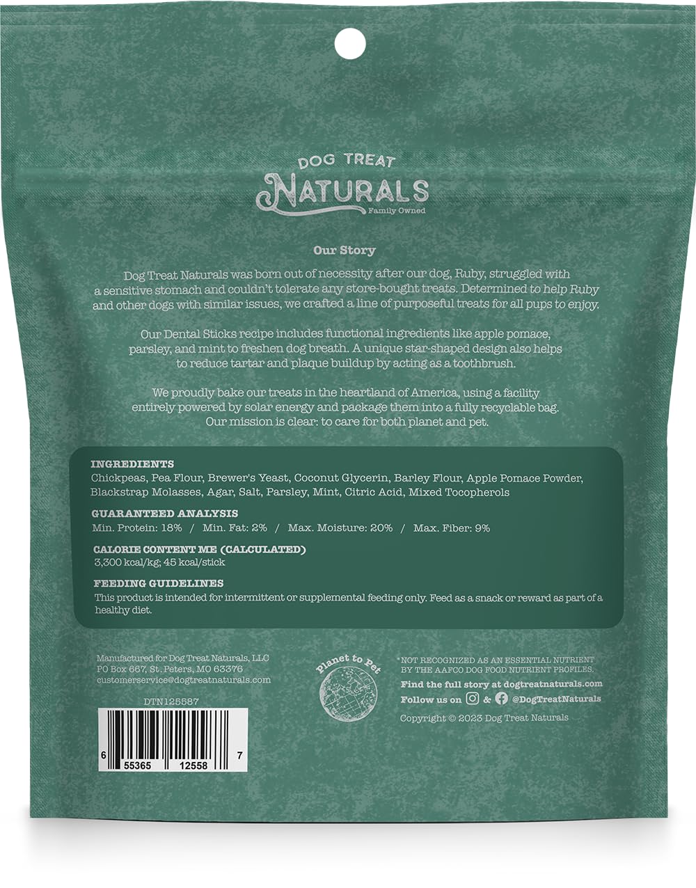 Chickpea & Mint Dental Sticks Dog Treats 10oz 20ct Q580