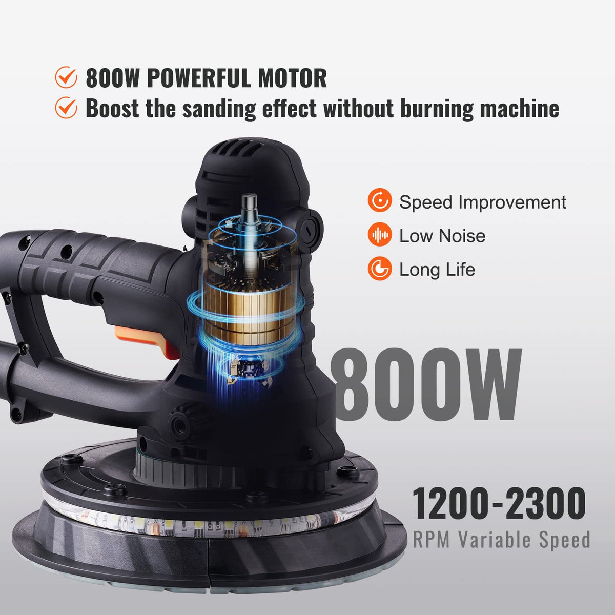 800W Electric Drywall Sander with 12 Sanding Discs E348043