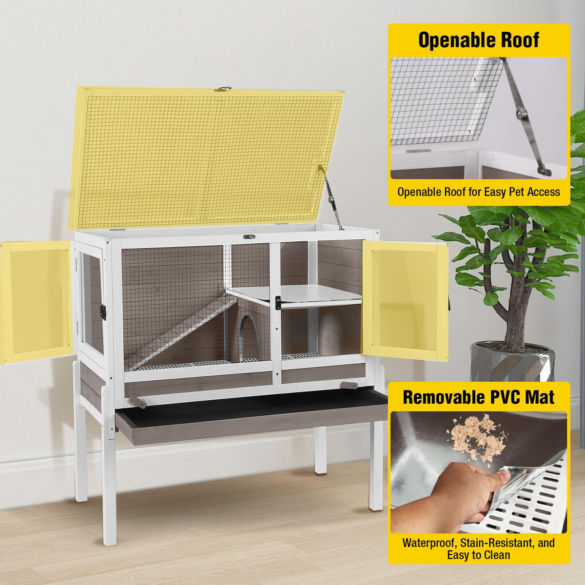 2-Story Indoor Rabbit Hutch Guinea Pig Cage with Stand T779