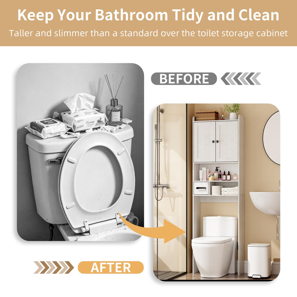 White Over the Toilet Storage Cabinet with Adjustable Shelves K502220