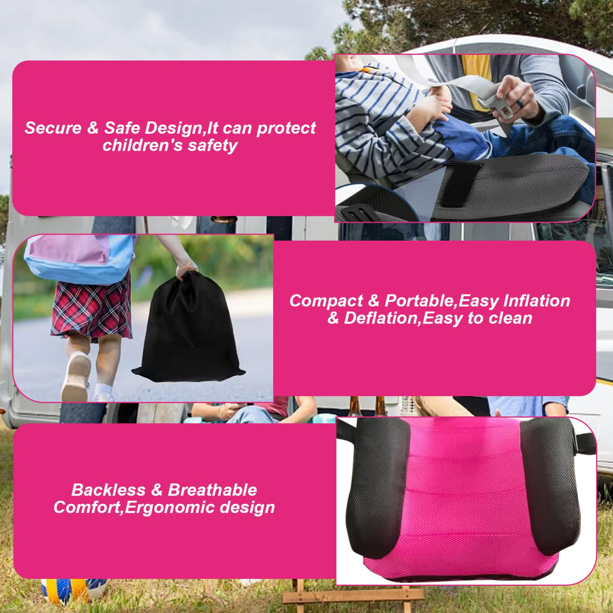 Portable Inflatable Booster Car Seat with Buckle M737815