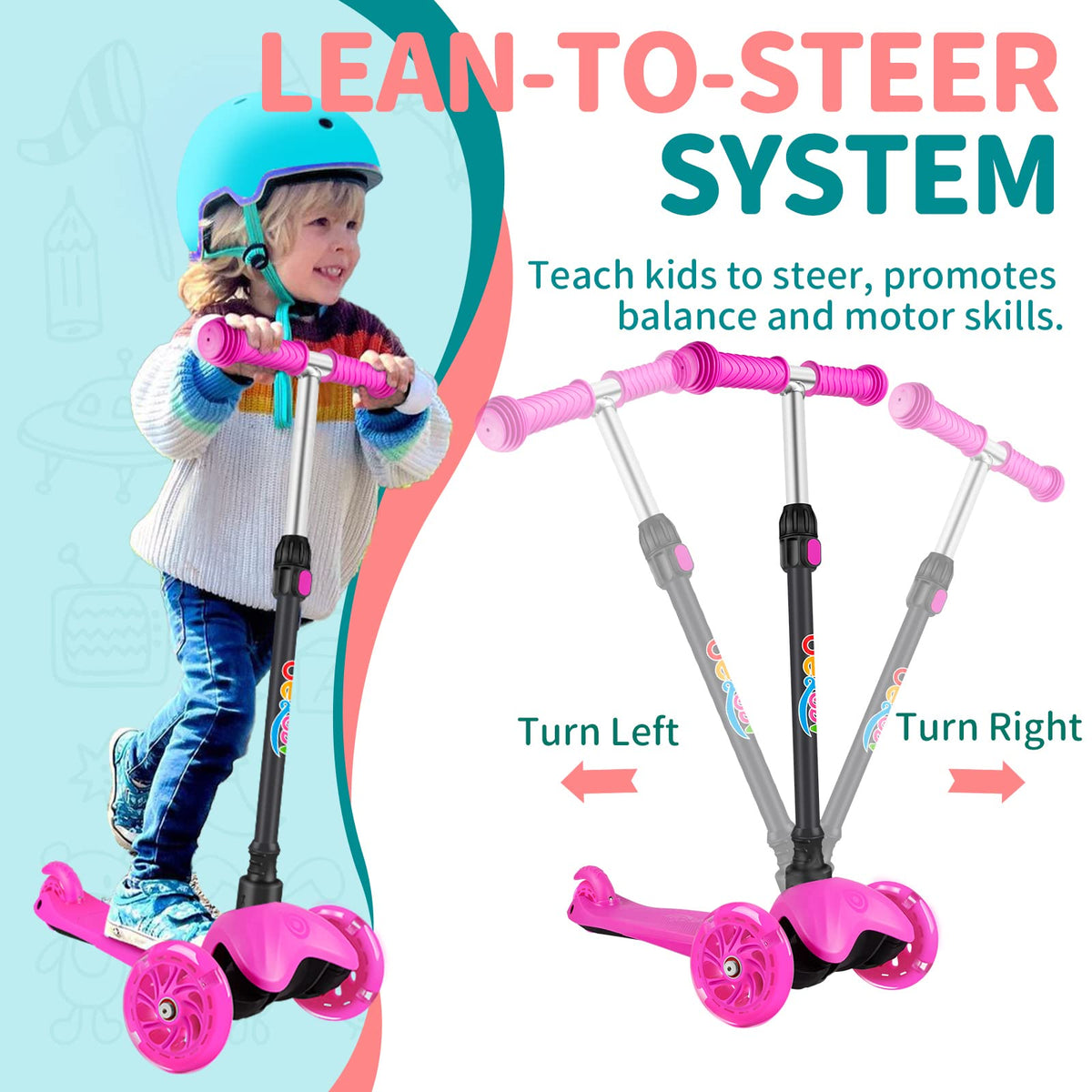 3 Wheel Kids Scooter with Light up Wheels X96078