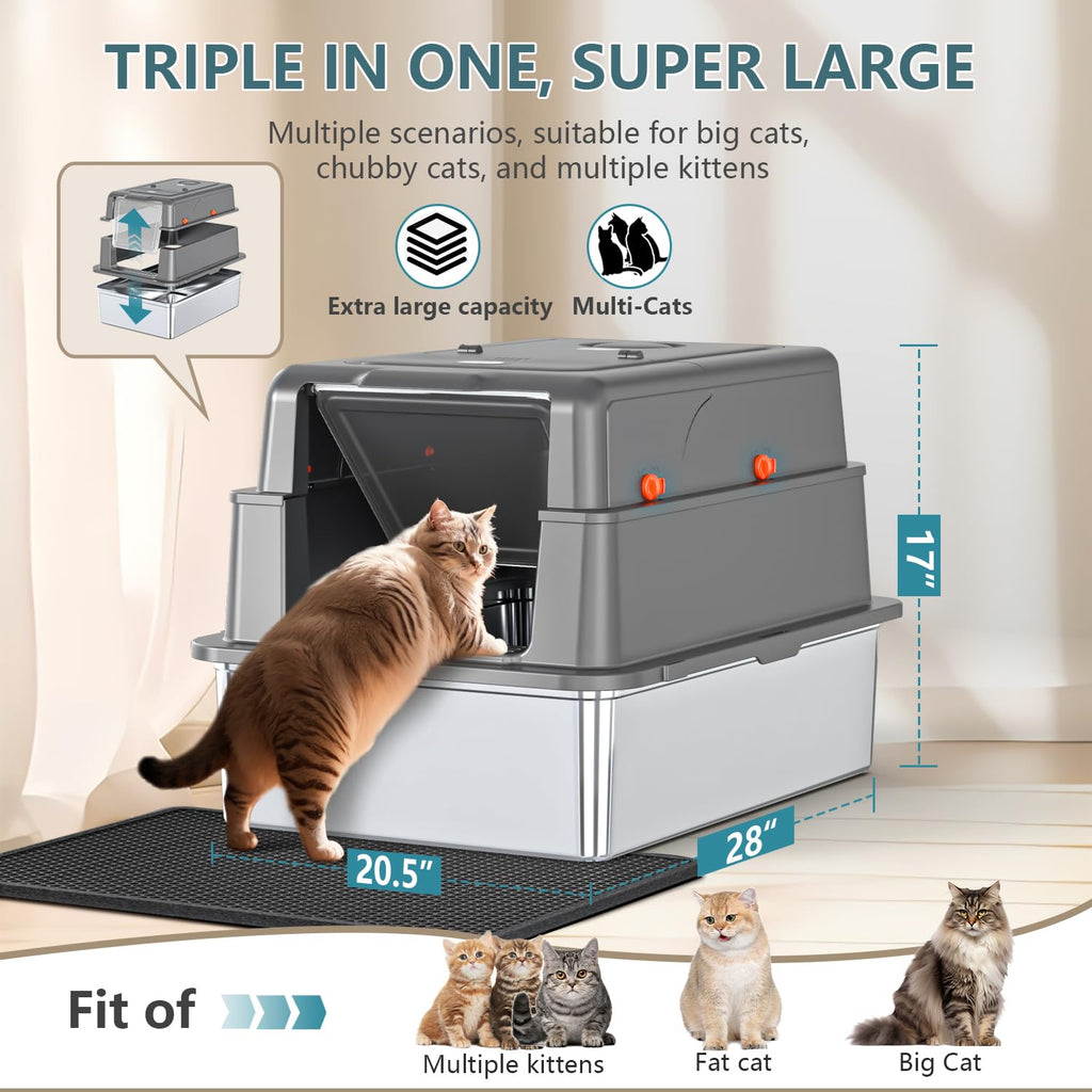 XXXL Stainless Steel Covered Litter Box L3077