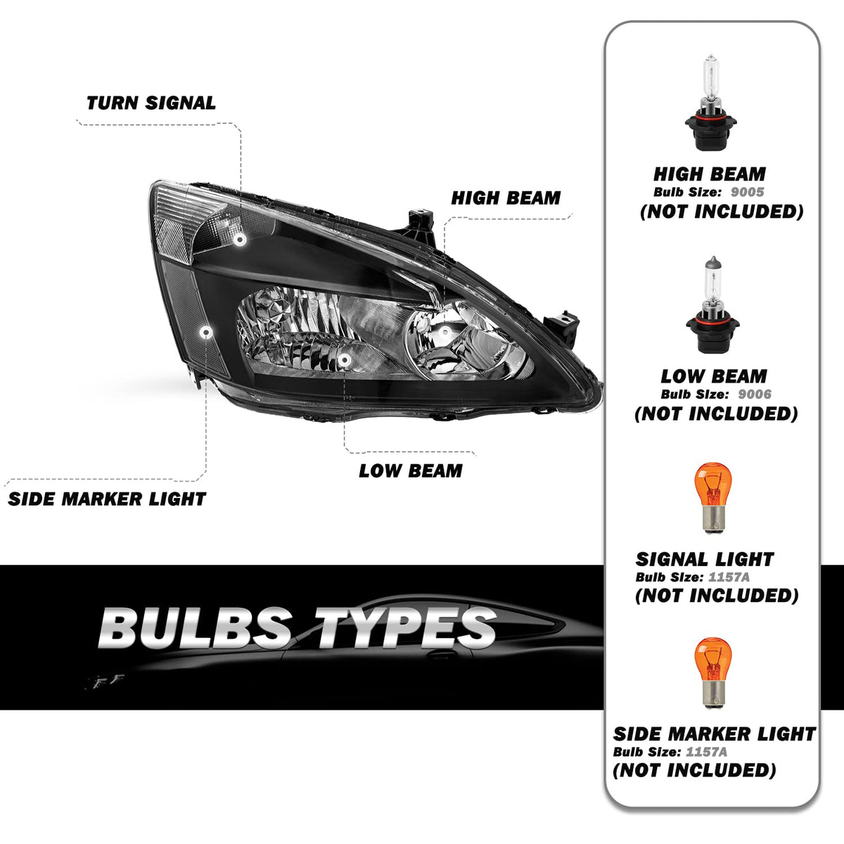 2003-2007 Honda Accord Halogen Headlight Assembly Q4991