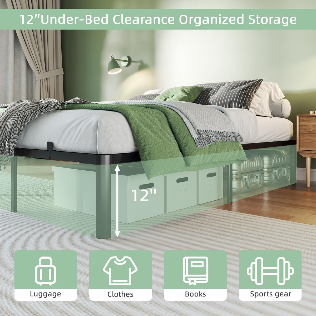 Queen 14 Inch Steel Platform Bed Frame B702347