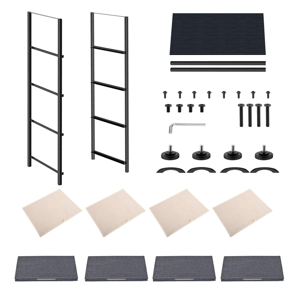 Black Grey 4 Drawer Fabric Storage Dresser W408673