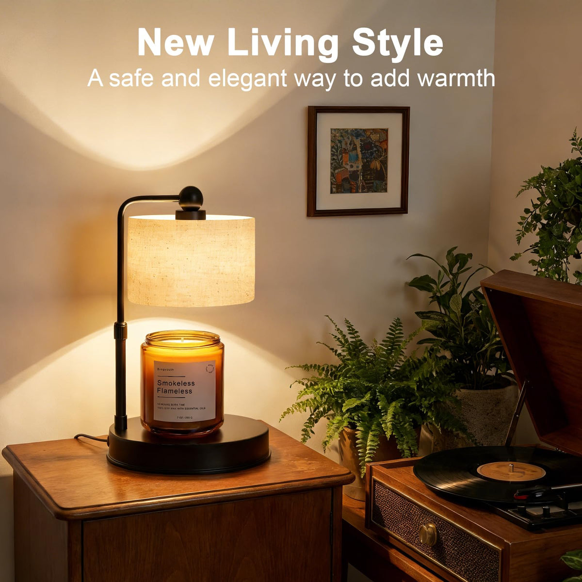 Black Dimmable Candle Warmer Lamp with Timer C5053