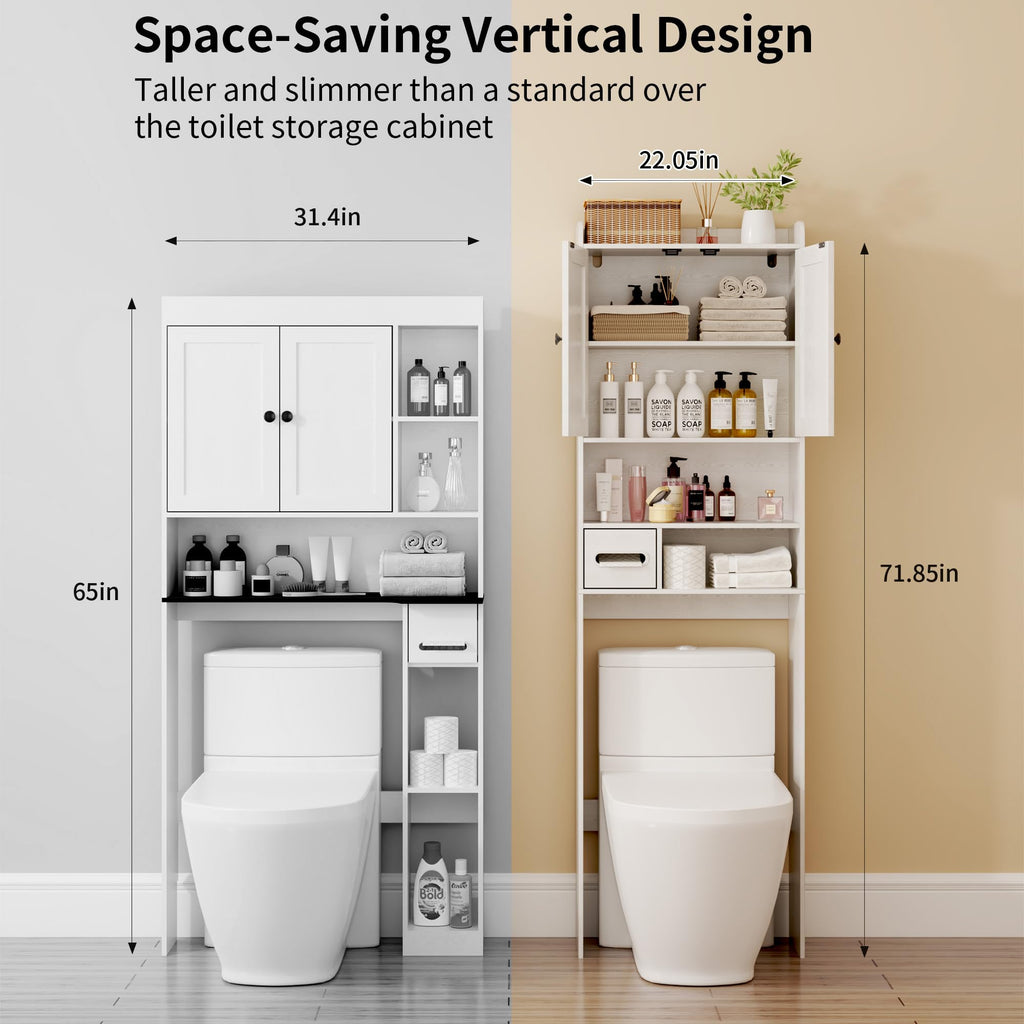 White Over the Toilet Storage Cabinet with Adjustable Shelves K502220