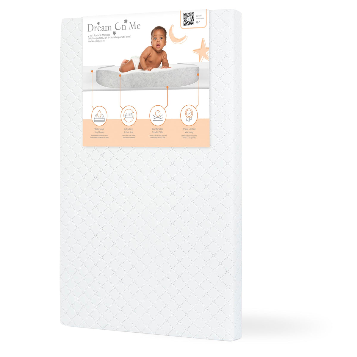 2-in-1 Mini Crib Mattress, Dual-Sided Waterproof J116