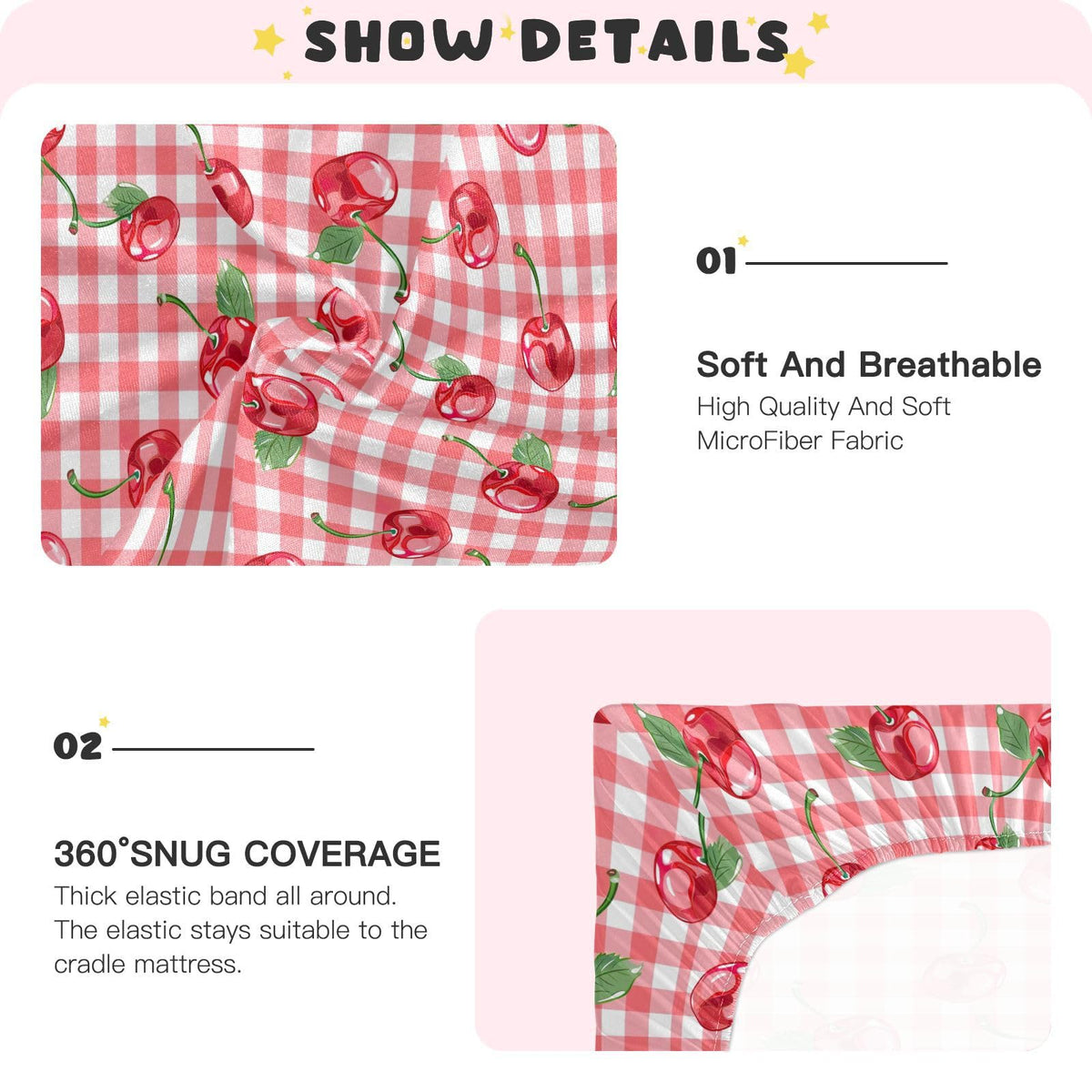 Cherry Buffalo Plaid Fitted Crib Sheet X8096