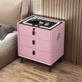 Pink 3 Drawer Smart Bedside Table with USB Charging C1787