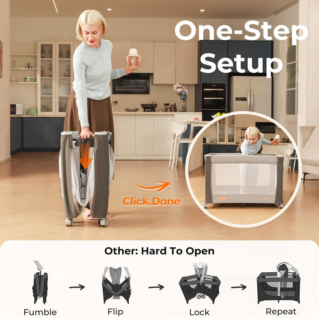 3-in-1 Pack and Play with Bassinet & Changing Table O349