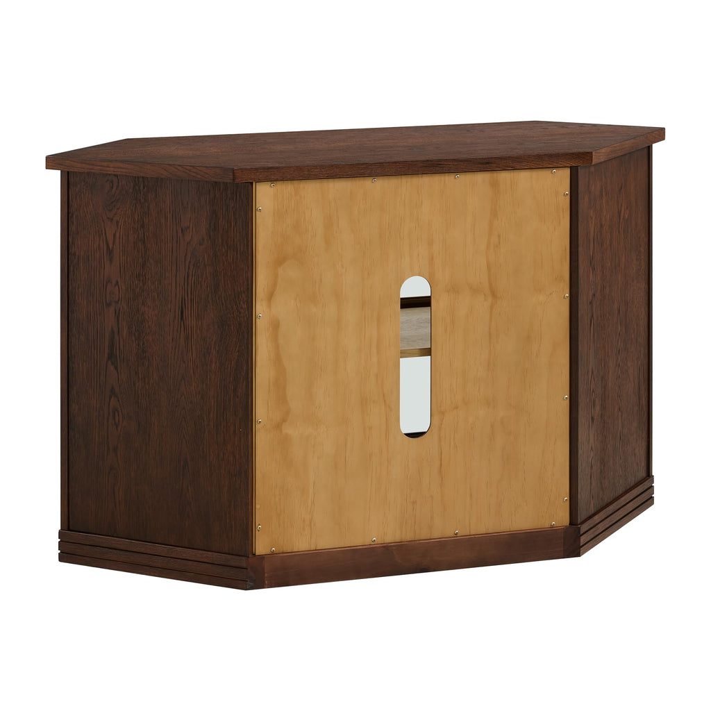 Cocoa Brown Wood and Glass Corner TV Stand A424913