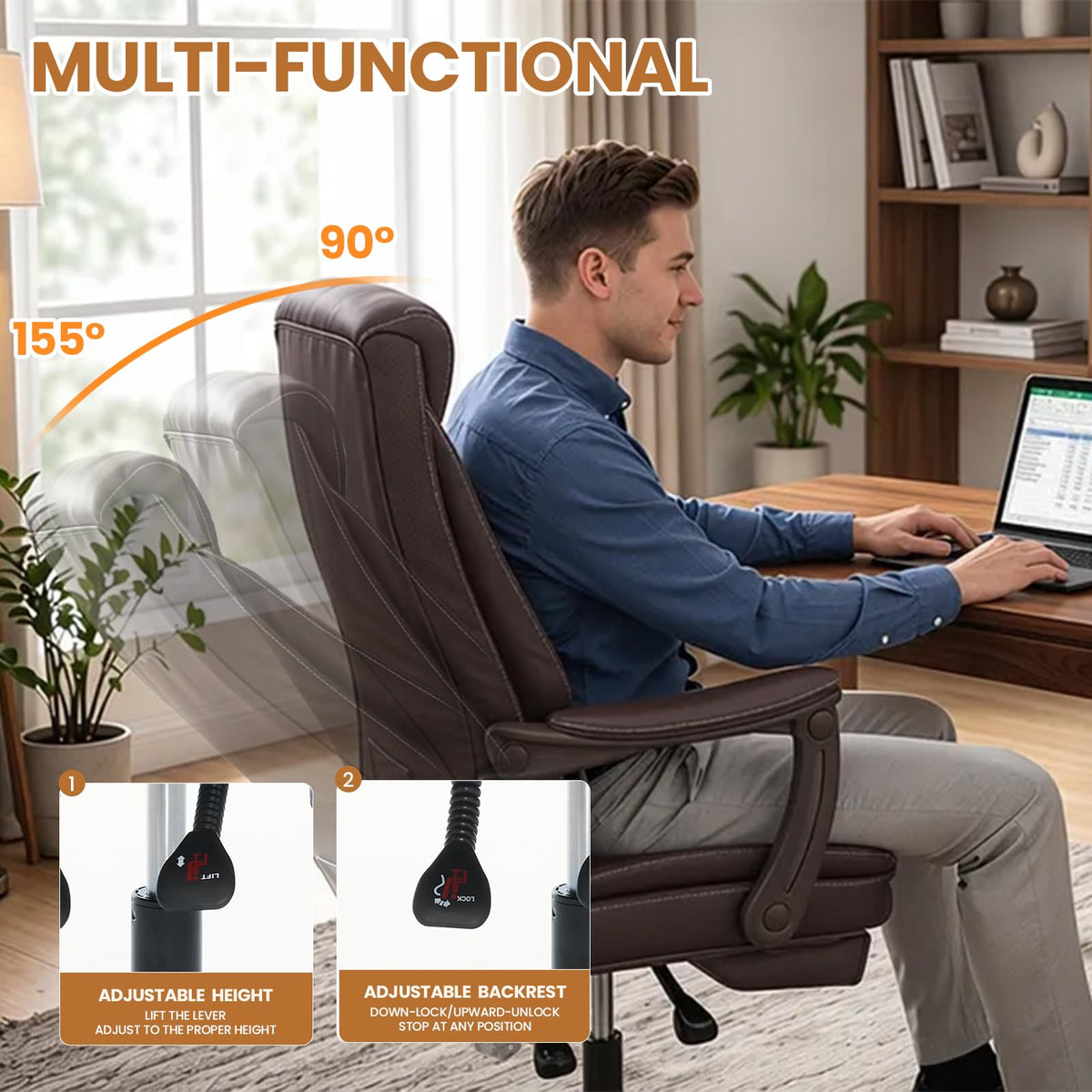 500lbs Big and Tall Office Chair with Footrest B4858