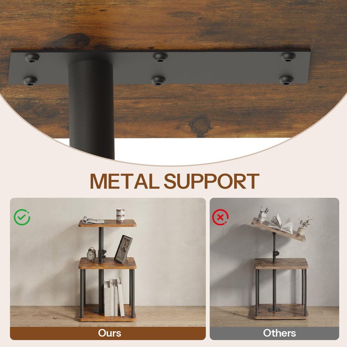 360° Rotating Height Adjustable End Table J840730