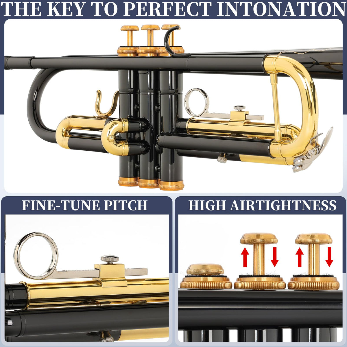 Bb Standard Trumpet with Case, Mouthpiece, Mute, Cleaning Kit A6275