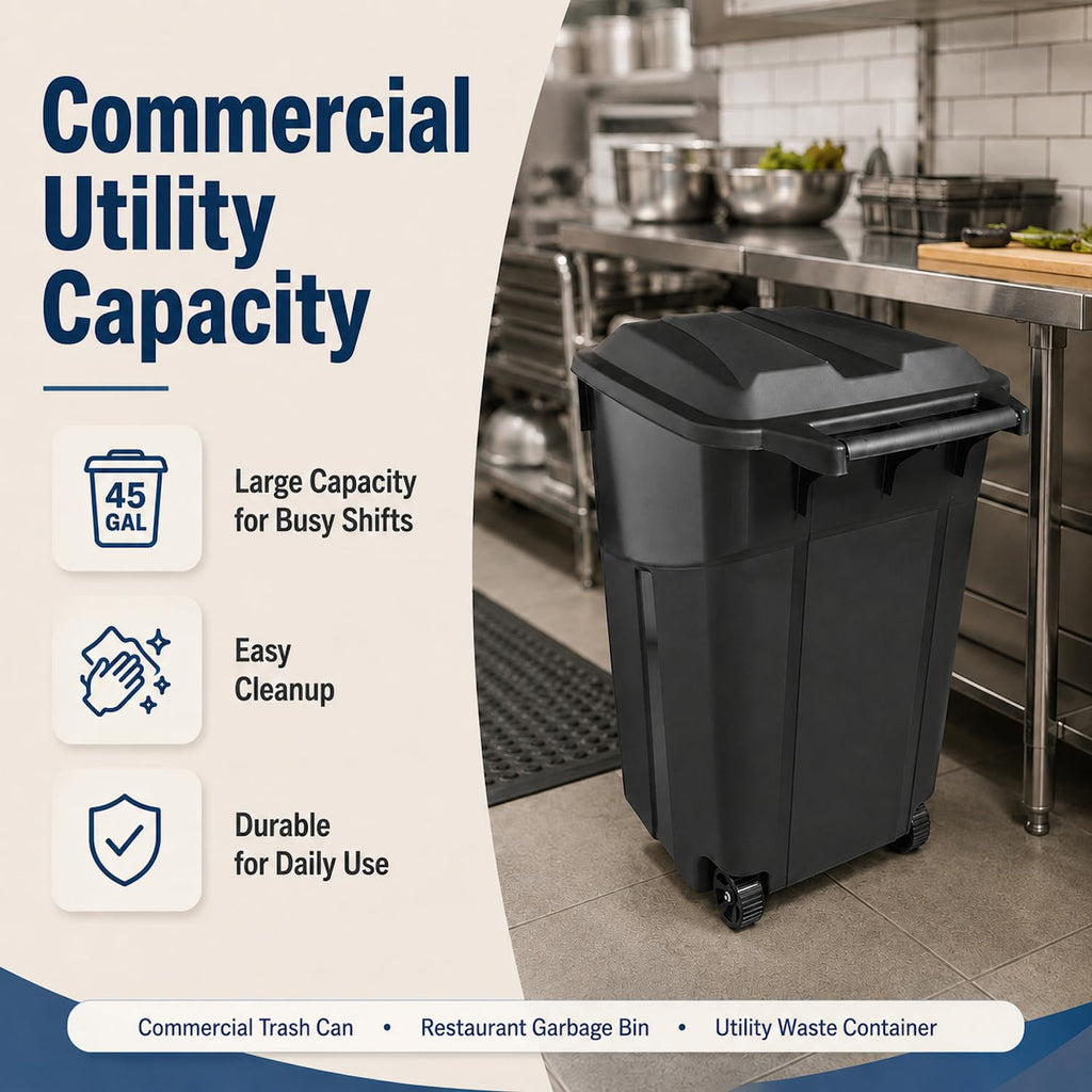 45 Gallon Wheeled Outdoor Trash Can with Lid O671545