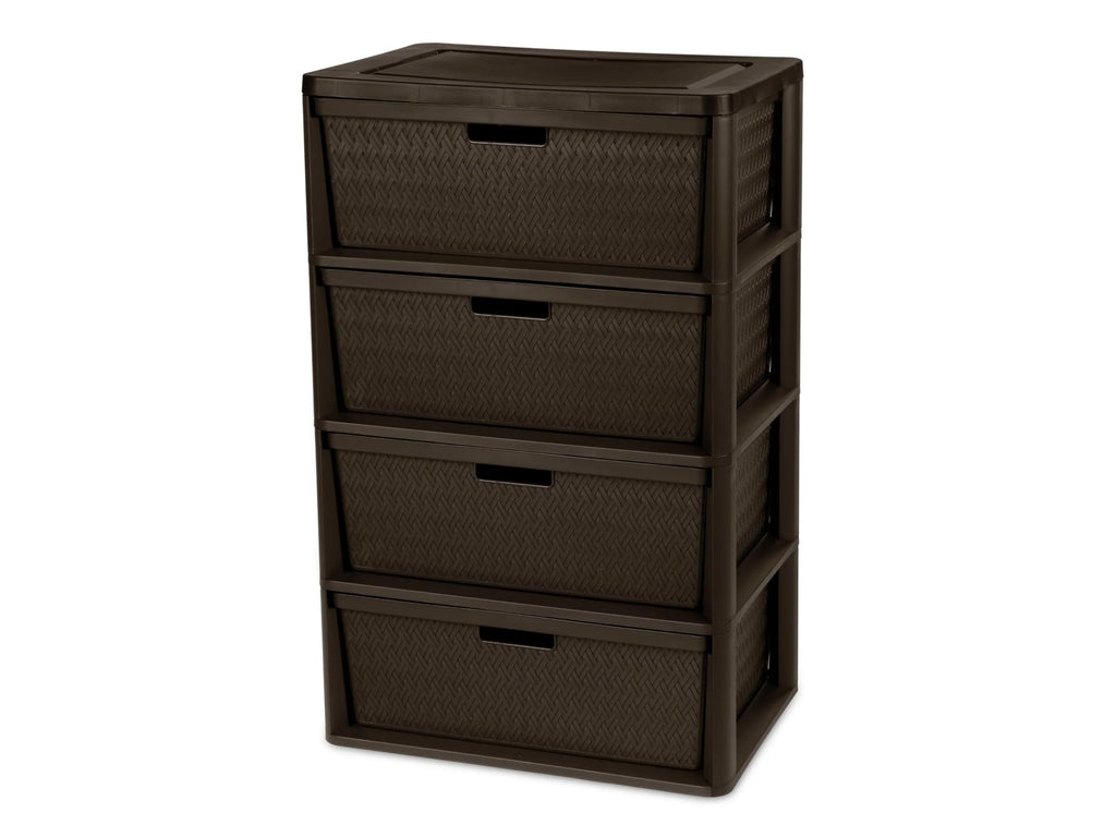 Brown 4 Drawer Plastic Storage Dresser S25214