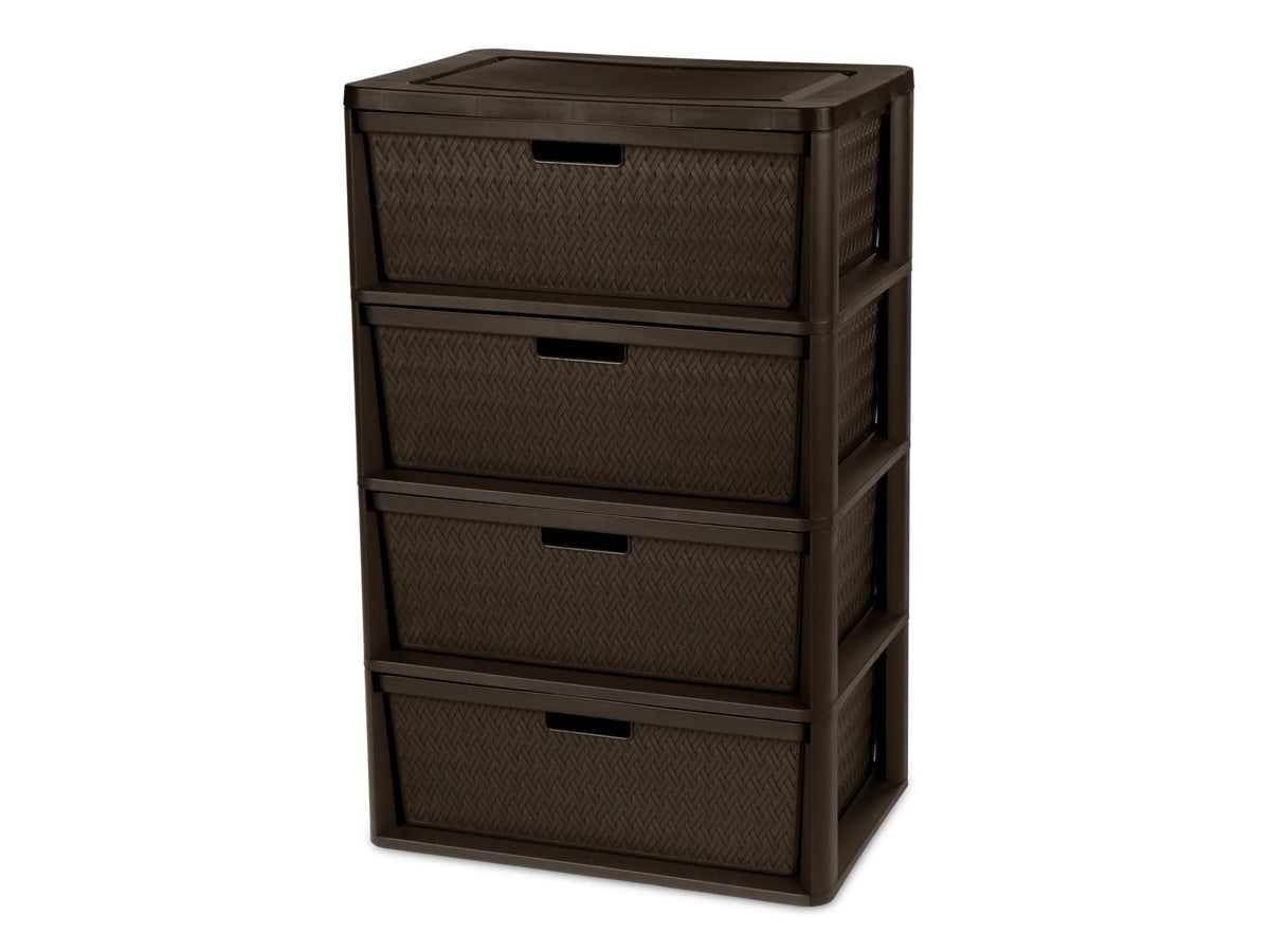 Brown 4 Drawer Plastic Storage Dresser S25214