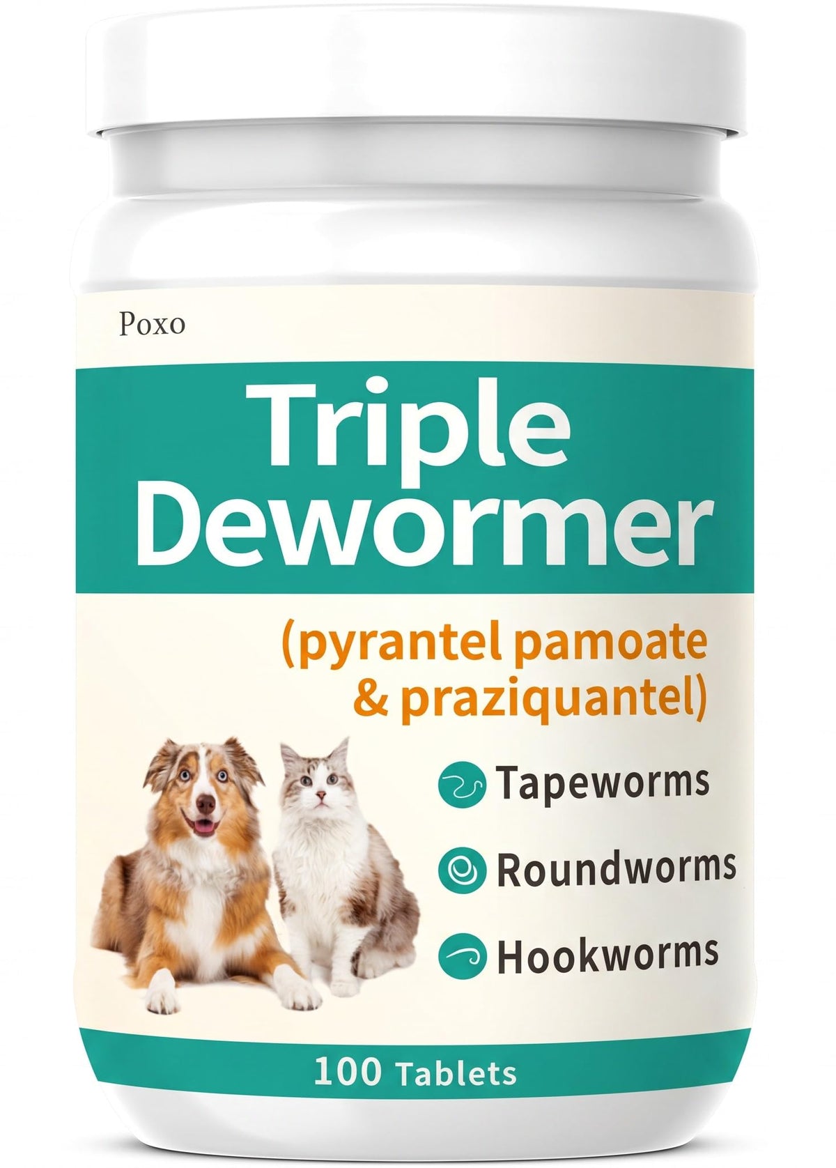 Pyrantel Pamoate and Praziquantel De-wormer Tablet for Dog & Cat 100 Tablets O268