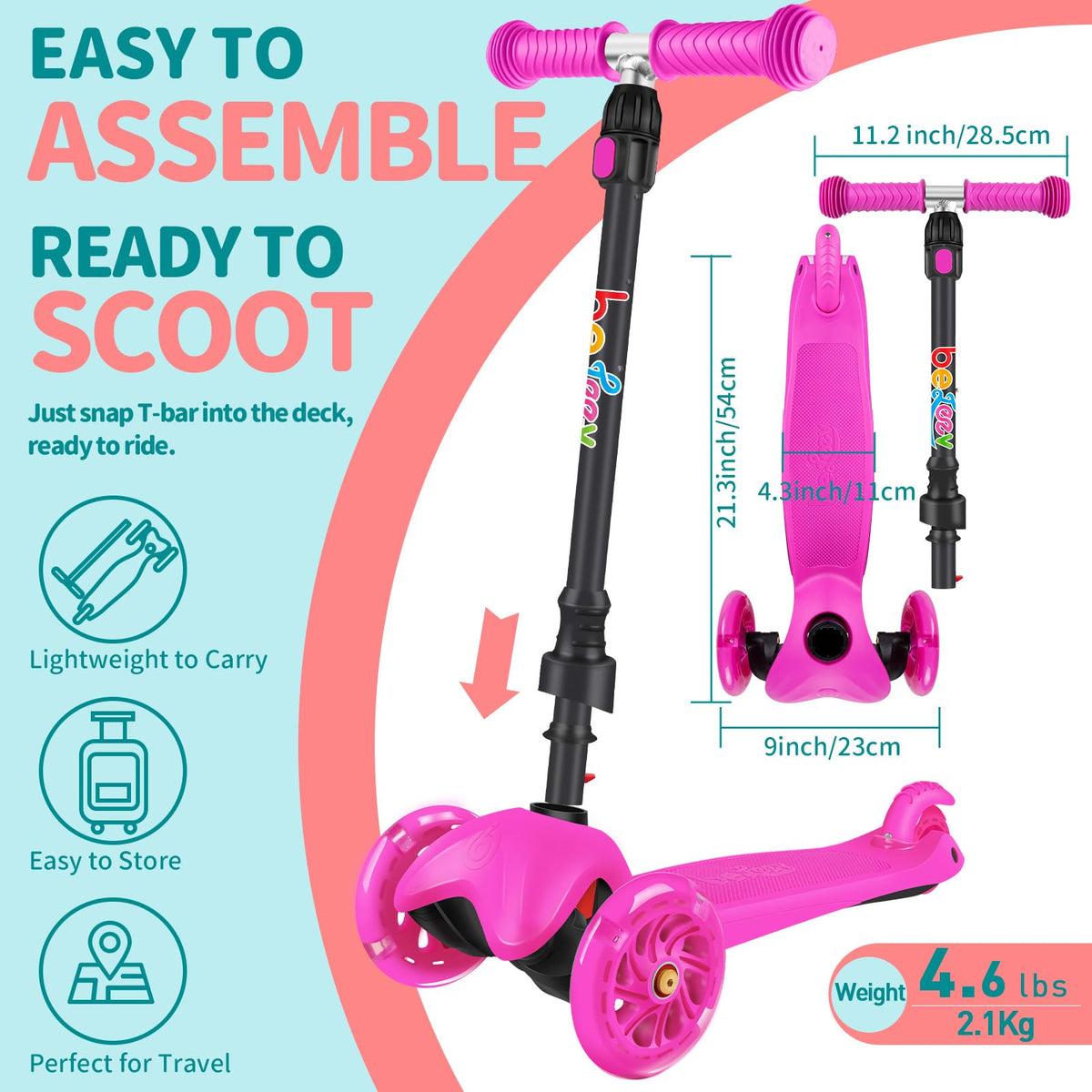 3 Wheel Kids Scooter with Light up Wheels X96078