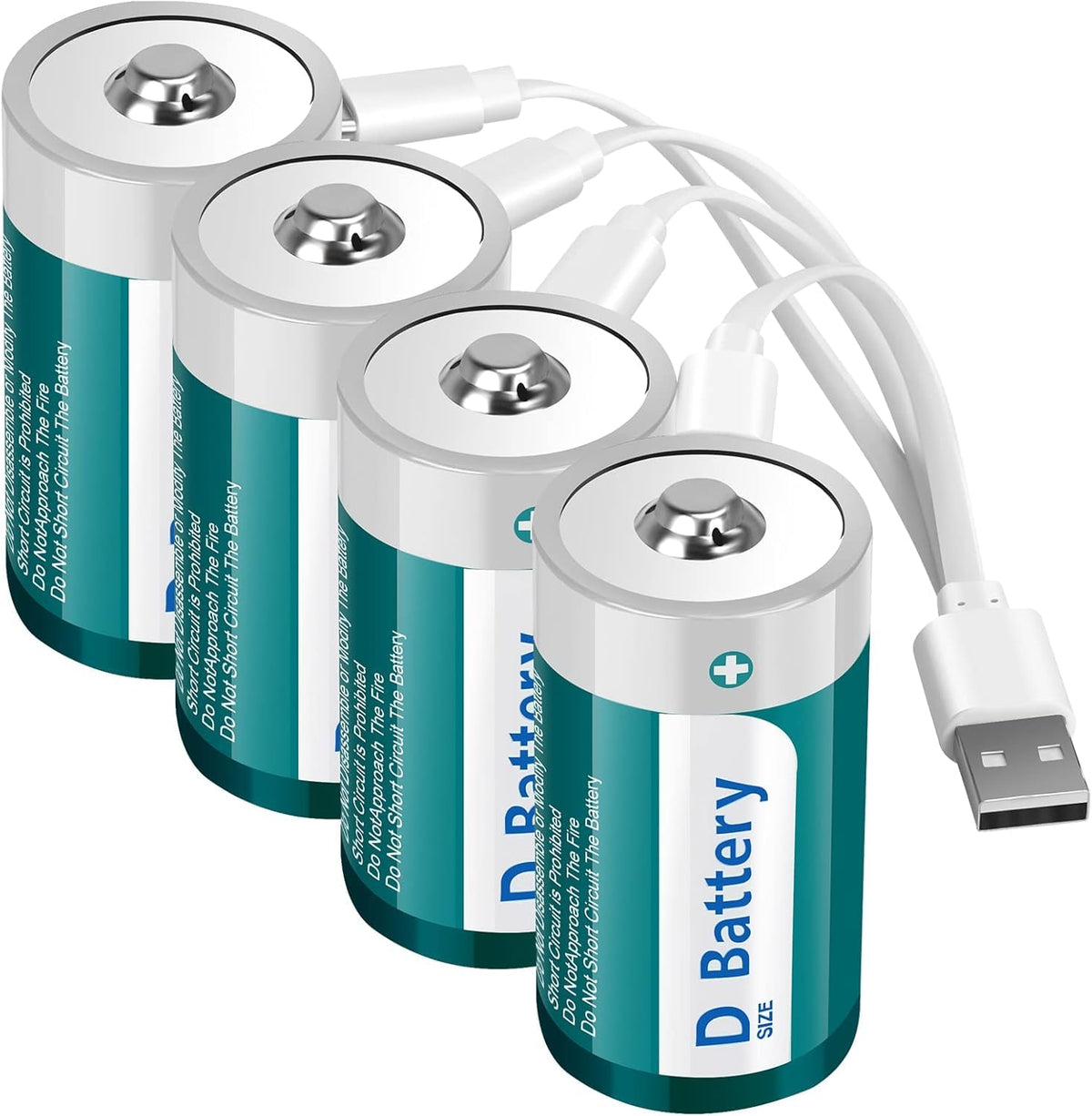 D Size Rechargeable Lithium Batteries with USB-C Charging Cable H134