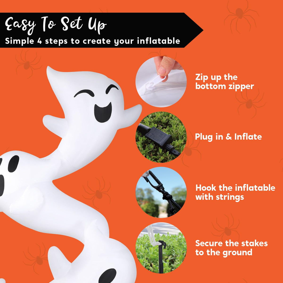 8ft Light Up Inflatable Ghosts W992