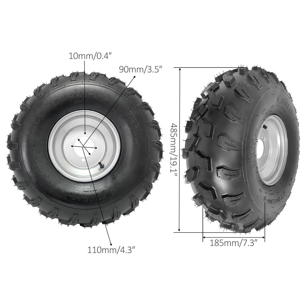 19x7-8 ATV UTV Off-Road Tire and Wheel with 8-Inch 4-Hole Rim Y5492