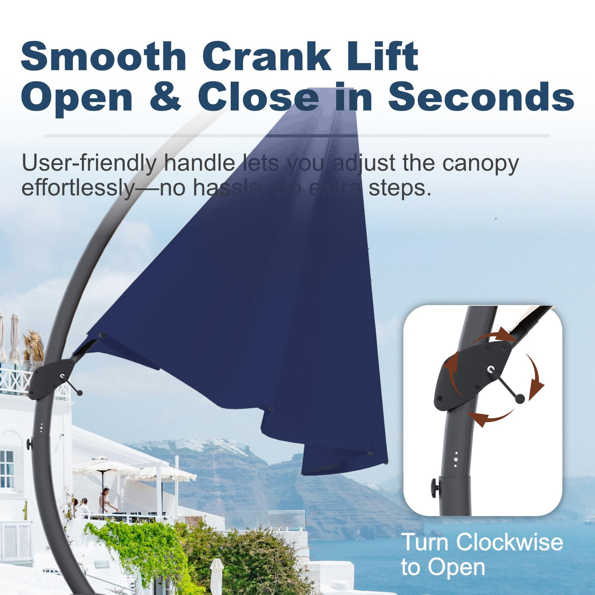 11FT Navy Blue Aluminum Cantilever Umbrella with Base Z5885