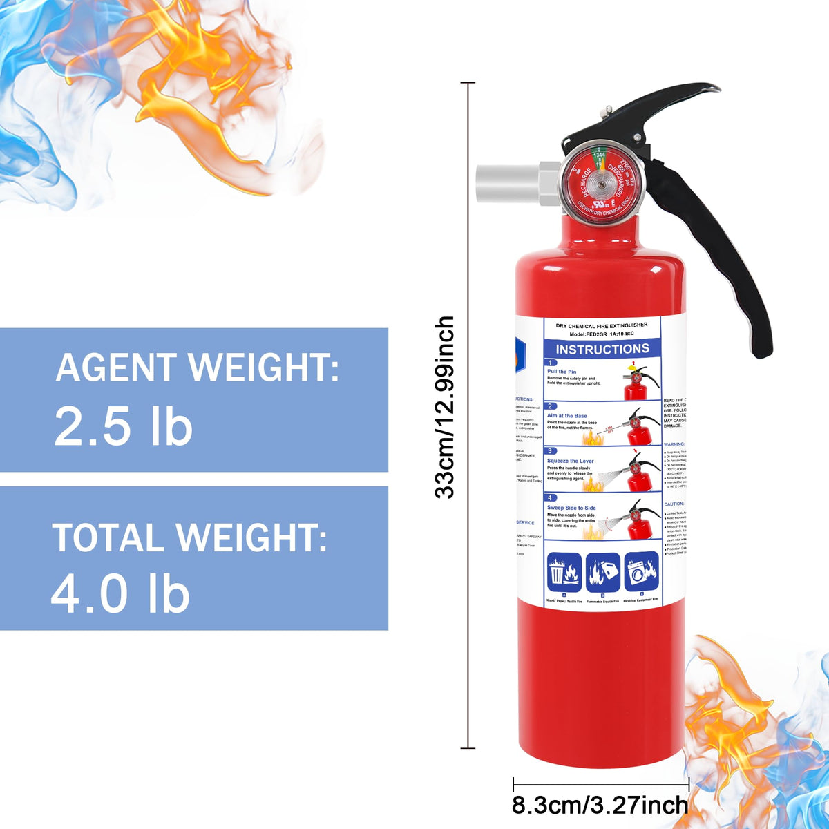 4 Pack ABC Dry Chemical Fire Extinguishers M5516
