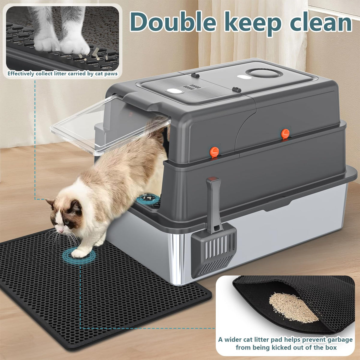 XXXL Stainless Steel Covered Litter Box L3077
