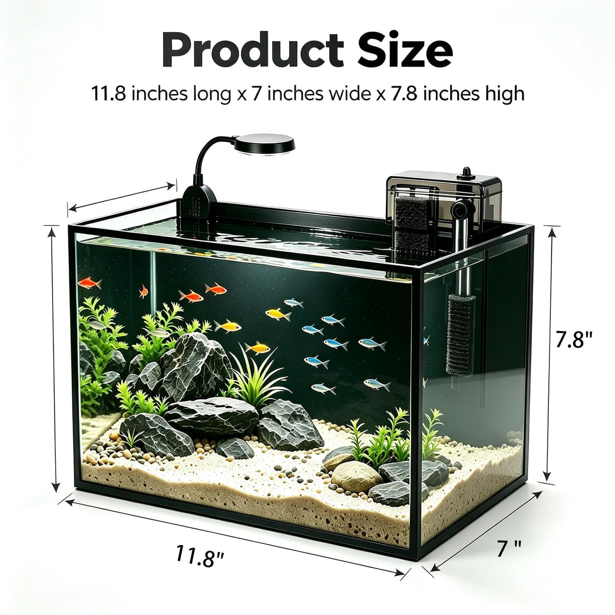 2.8 Gallon Aquarium Starter Kit with LED and Filter Pump H4411
