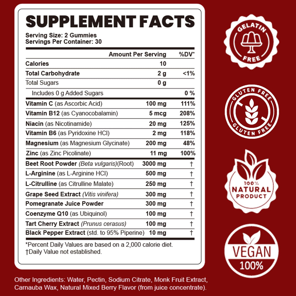 Beet Root Gummies Nitric Oxide Supplement I776420