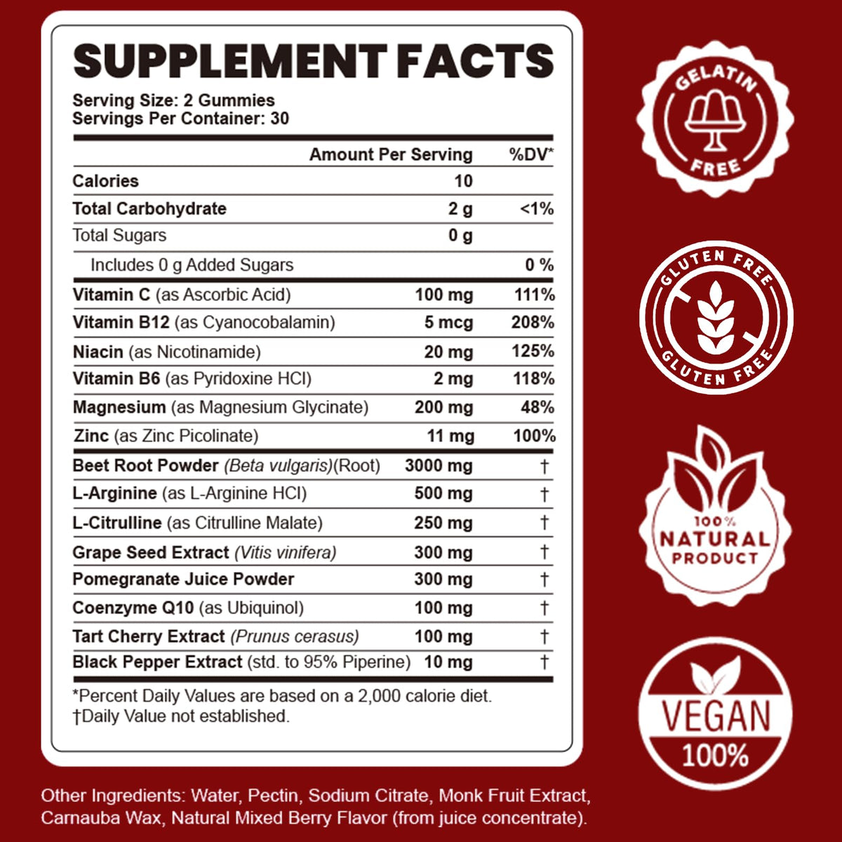 Beet Root Gummies Nitric Oxide Supplement I776420