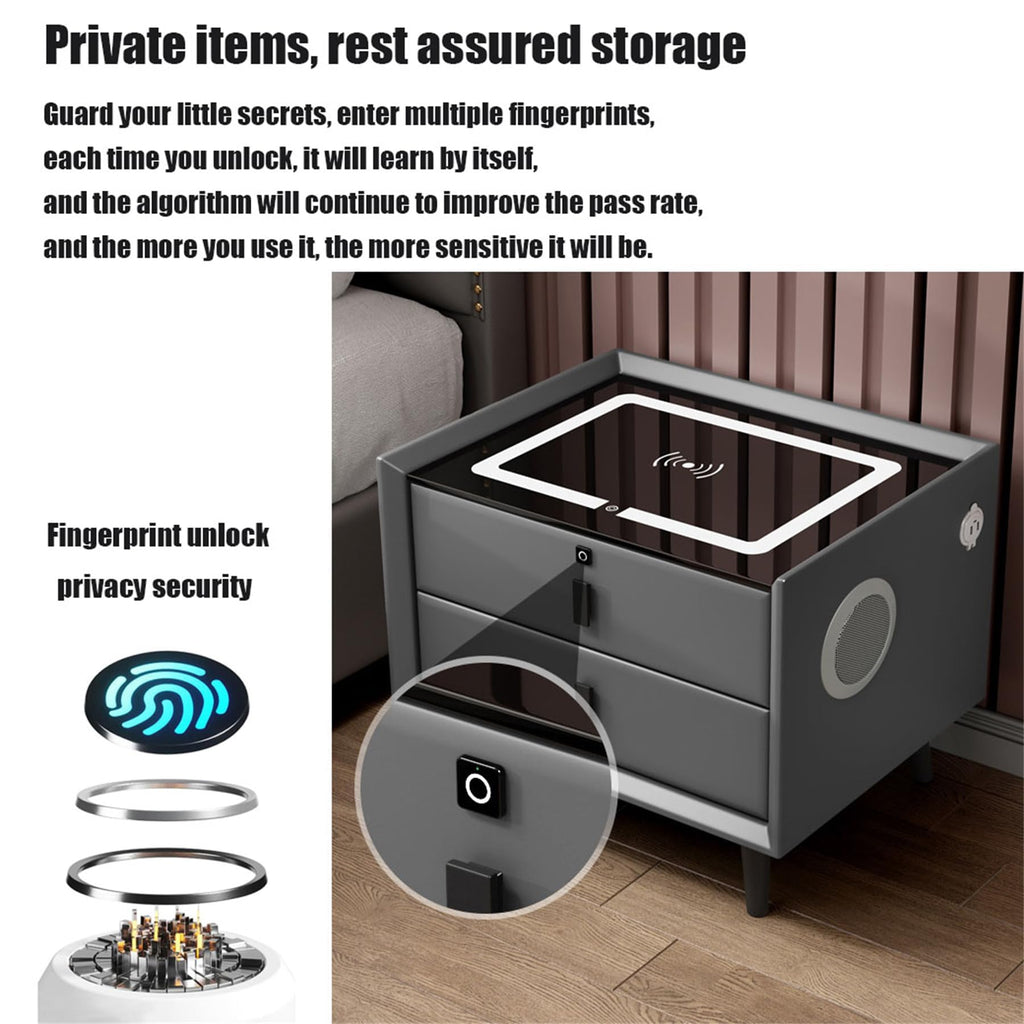 Pink 3 Drawer Smart Bedside Table with USB Charging C1787