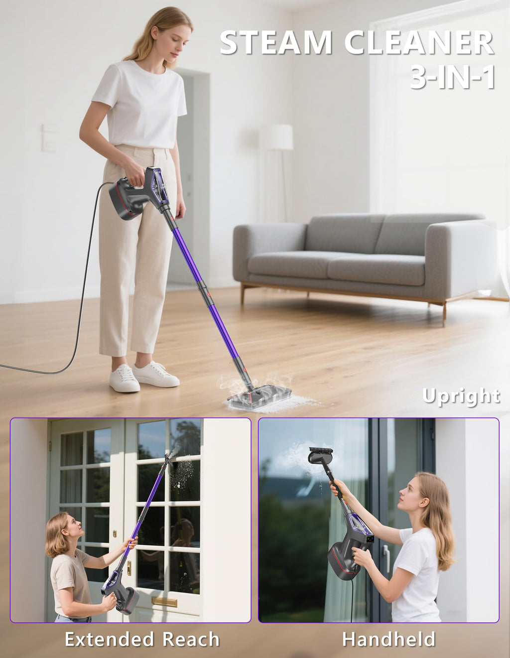 Heavy Duty All-in-One Steam Mop with Detachable Handheld Steamer A63677