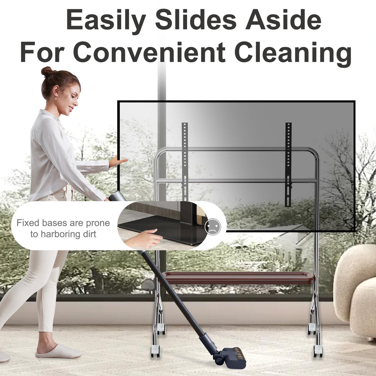Rolling TV Stand for 32-75" TVs with Shelf L97778